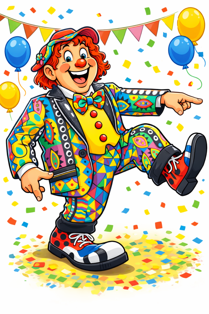 Cartoon Papa Chico met Ballonnen